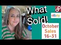 October Final Sales as a Reseller on Poshmark & Ebay / End of Month Total