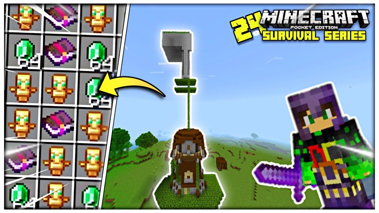 I build the best raid farm for Minecraft pe 1.20 || mcpe survival series (#24)