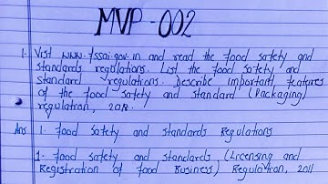 IGNOU MVP-002:(PGDFSQM) Food Laws and Standards  Solved Assignment 2022-23 info By Study Zone