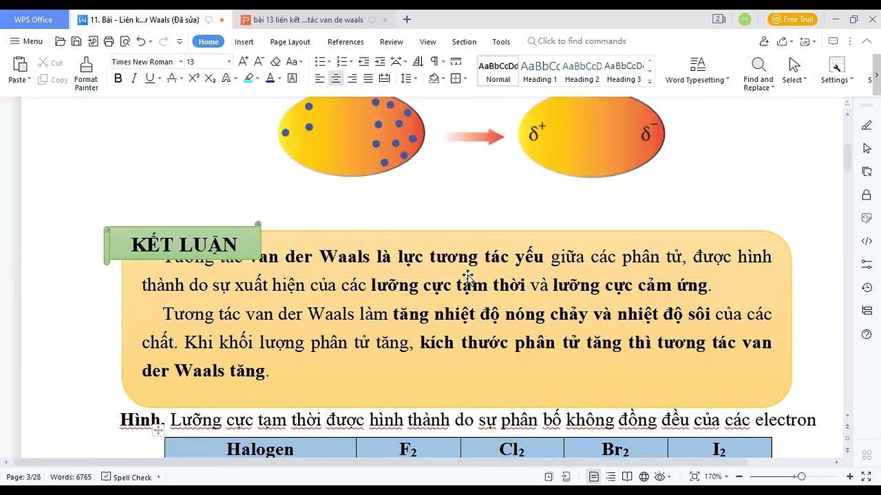 Bài tập liên kết hydrogen và tương tác VanderWaals;