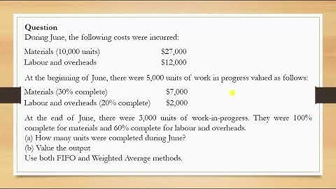 Process costing FIFO method | Work In Progress | AVCO | Equivalent units