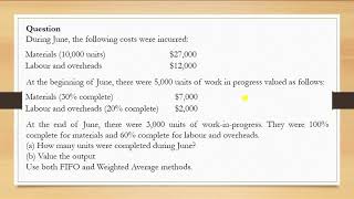 Process costing FIFO method | Work In Progress | AVCO | Equivalent units screenshot 5