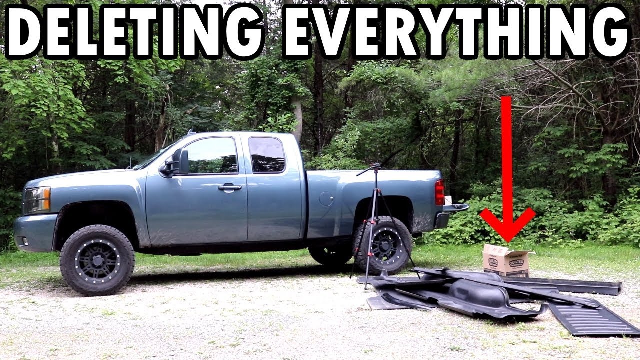 Extreme Lifted Silverado Weight Deletes - YouTube