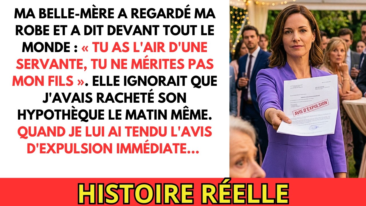 Ma belle-mère a critiqué ma robe. Elle ignorait que j'avais acheté sa maison.