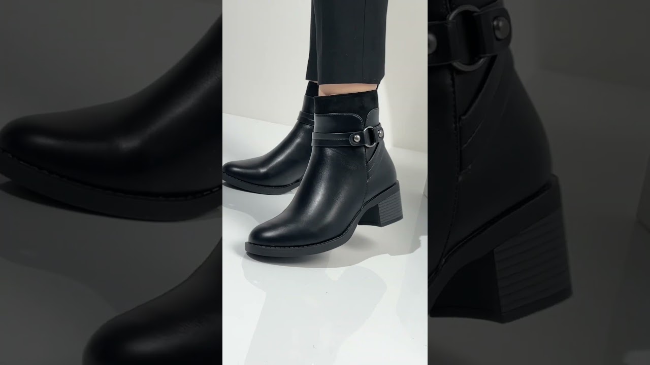 Ghete dama cu toc gros si fermoar negre MOD12815 #incaltaminte #fashion #fashionboots  #ootd #style