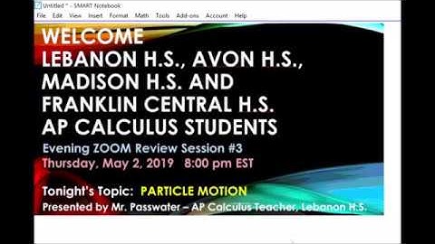 AP Calculus Evening Review Session 3 - Particle Motion