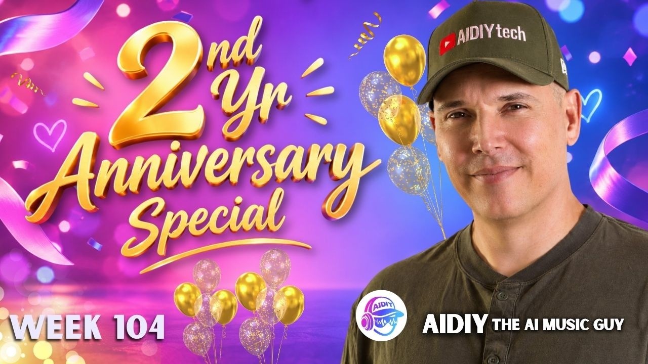 AIDIY 5 Featured Artists Turns 2! | The AI Music Community Anniversary Special week 104.