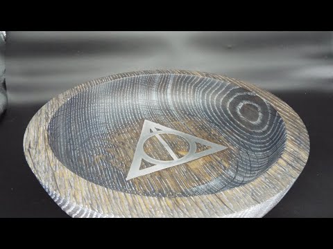 Deathly Hallows Aluminium Inlay bowl - woodturning short