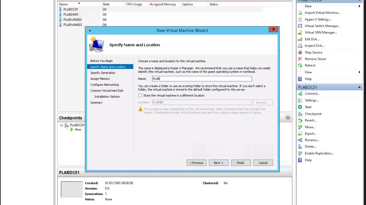 hyper v windows 10 create virtual machine