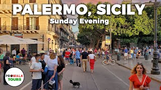 Palermo, Sicily Sunday Evening Walk - 4K - June 21st, 2020