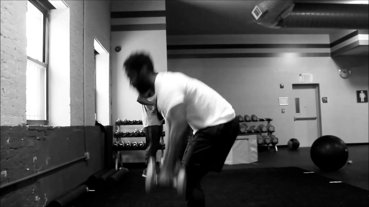 Burpee, bicep curl and shoulder press - YouTube