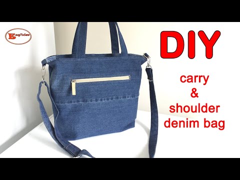 DIY How to make zipper carry and shoulder tote bag sewing tutorial ...