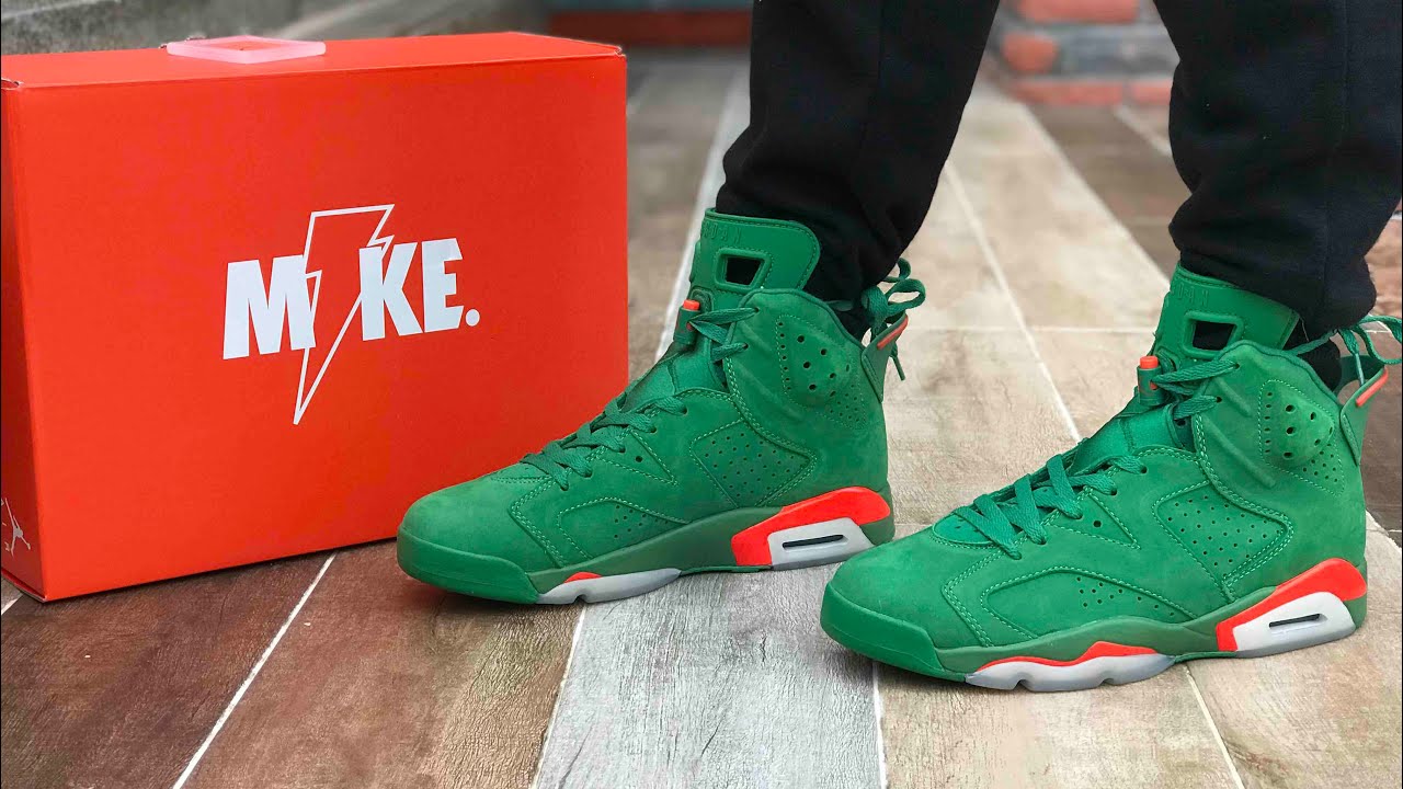 jordan 6 gatorade green on feet