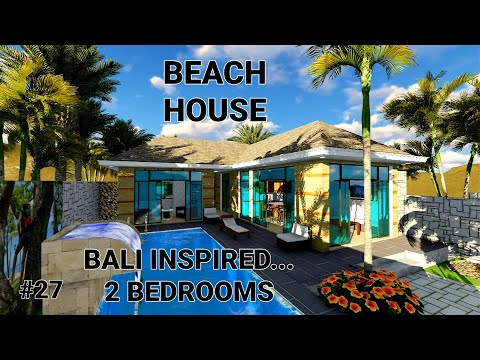 Beach house design idea 2 bedrooms with pool  (Bali inspired)