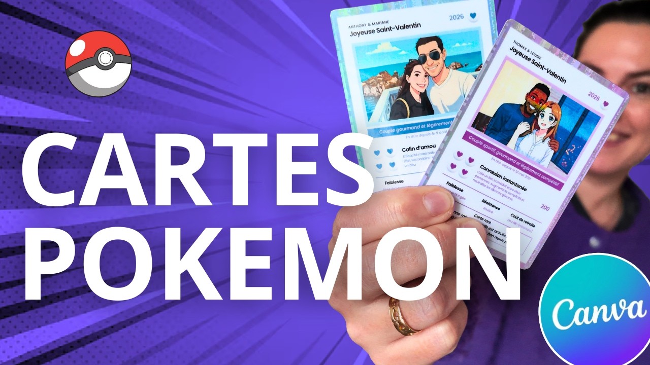 Je transforme une carte Pokémon en cadeau de Saint-Valentin avec Canva