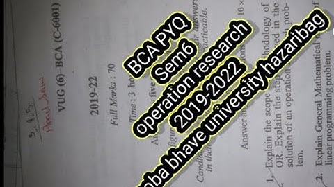 BCA PYQ Sem6 operation research 2019-2022 vinoba bhave university hazaribag