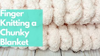 Chunky knit blanket 😍😍 7 skeins later… #chunkyknitblanket #fingerkni, chunkyknitblanket