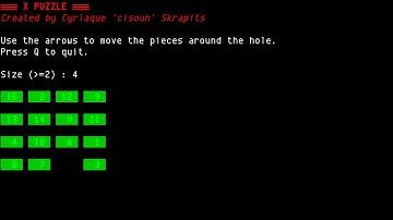 X-Puzzle, 15 puzzle in terminal