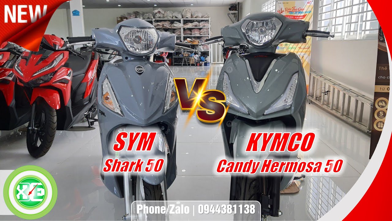 XE & XE | So sánh Sym Shark 50cc và Kymco Candy Hermosa 50cc - Xám xi măng 2023