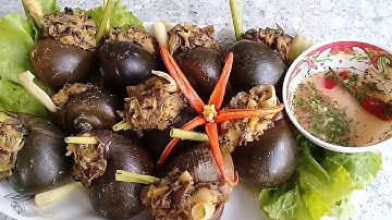 Cách làm ốc nhồi thịt hấp xả đơn giản nhất - snail cram flesh steamed lênin grass