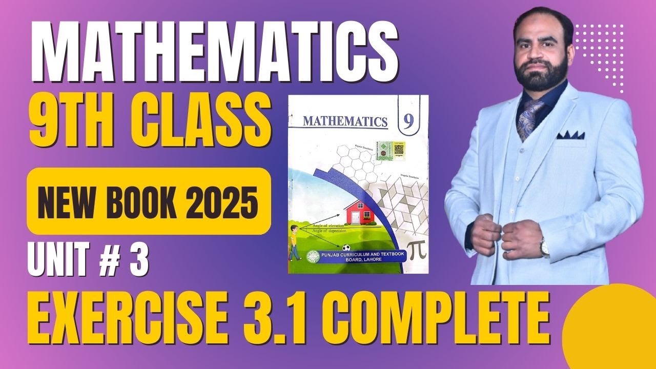 9Th Class Math New Book 2025 Exercise 3.1 || PCTB || 9th 3.1 9th math 3 ...
