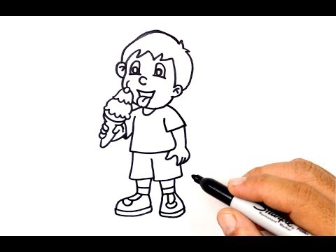 How To Draw A Boy Eating Ice Cream Youtube