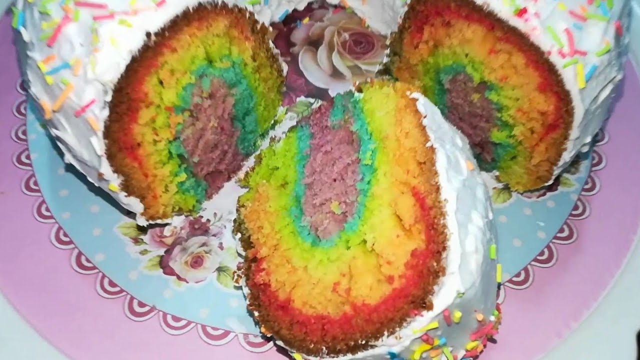 كيكة الالوان Rainbow cake