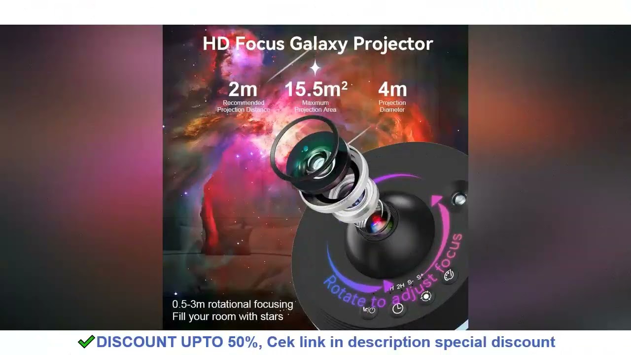 12 IN 1 Galaxy Star Projector with Meteor Ultra Clear Night Light Lamp Rotary Space Ball