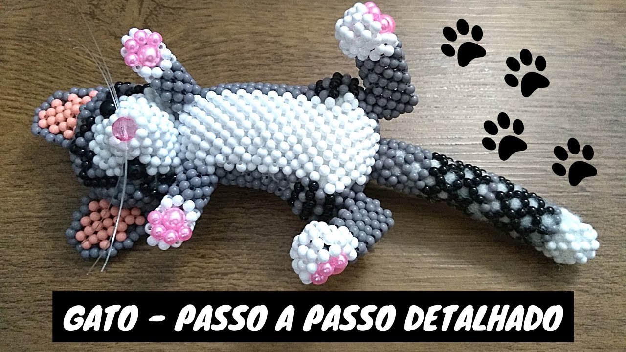 Gato de Miçangas - Parte 1 - Cabeça / Beaded Cat