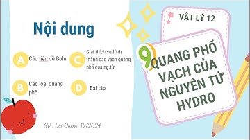 {89}CĐ3-VL12 : VL lượng tử - Bài 9 : Quang phổ vạch của nguyên tử