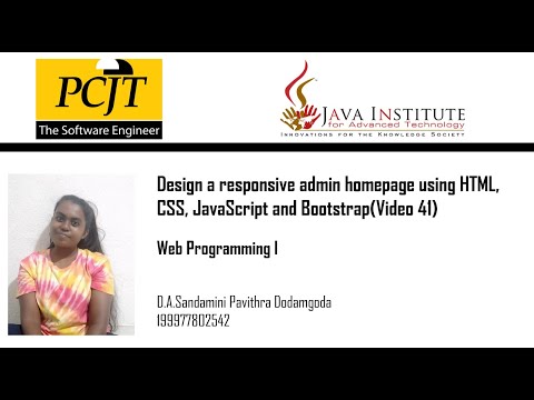 Design a responsive admin homepage using HTML, CSS, JavaScript and Bootstrap(video 41)