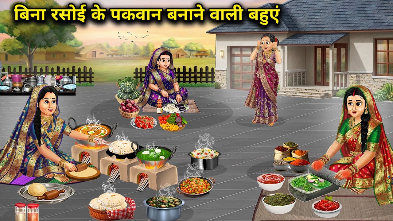 बिना रसोई के पकवान बनाने वाली बहुएं||Daughters-in-law who cook without a kitchen||Hindi cartoon stor