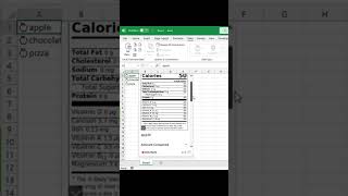 Nutrition facts in excel screenshot 2