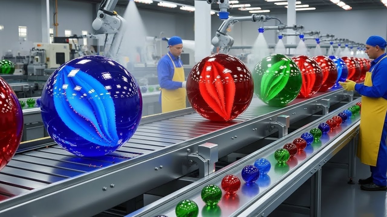 Inside Factory Modern Glass Marble Manufacturing | Recycled Scrap to Glossy Marbles (Full Process)