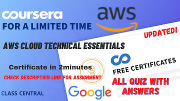 AWS Cloud Technical Essentials(week-1-4) All Quiz Answers.#coursera #quiztime #answers #quiz #mr