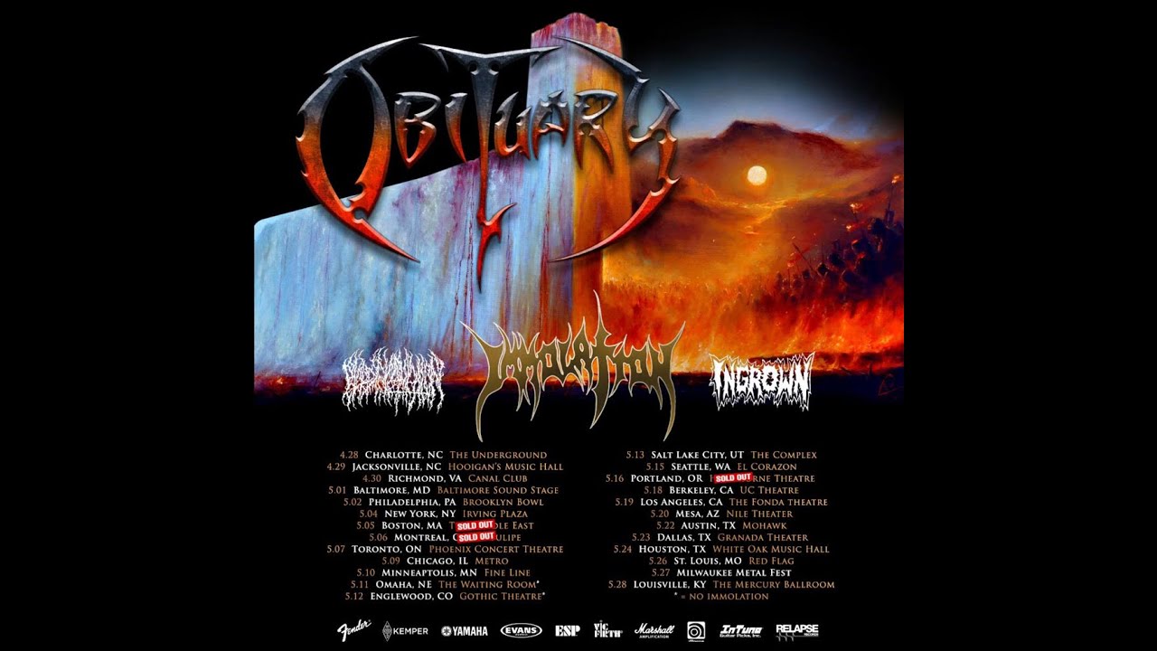 Obituary / Immolation Live in Jacksonville NC 23 Apr 2023 YouTube