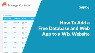 Https://www.caspio.com | learn how to connect a free caspio database
wix website in less than 5 minutes. you'll also create from...