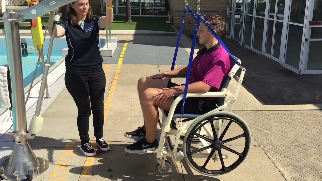 Pelican pool hoist And Aquatic Wheelchair - YouTube