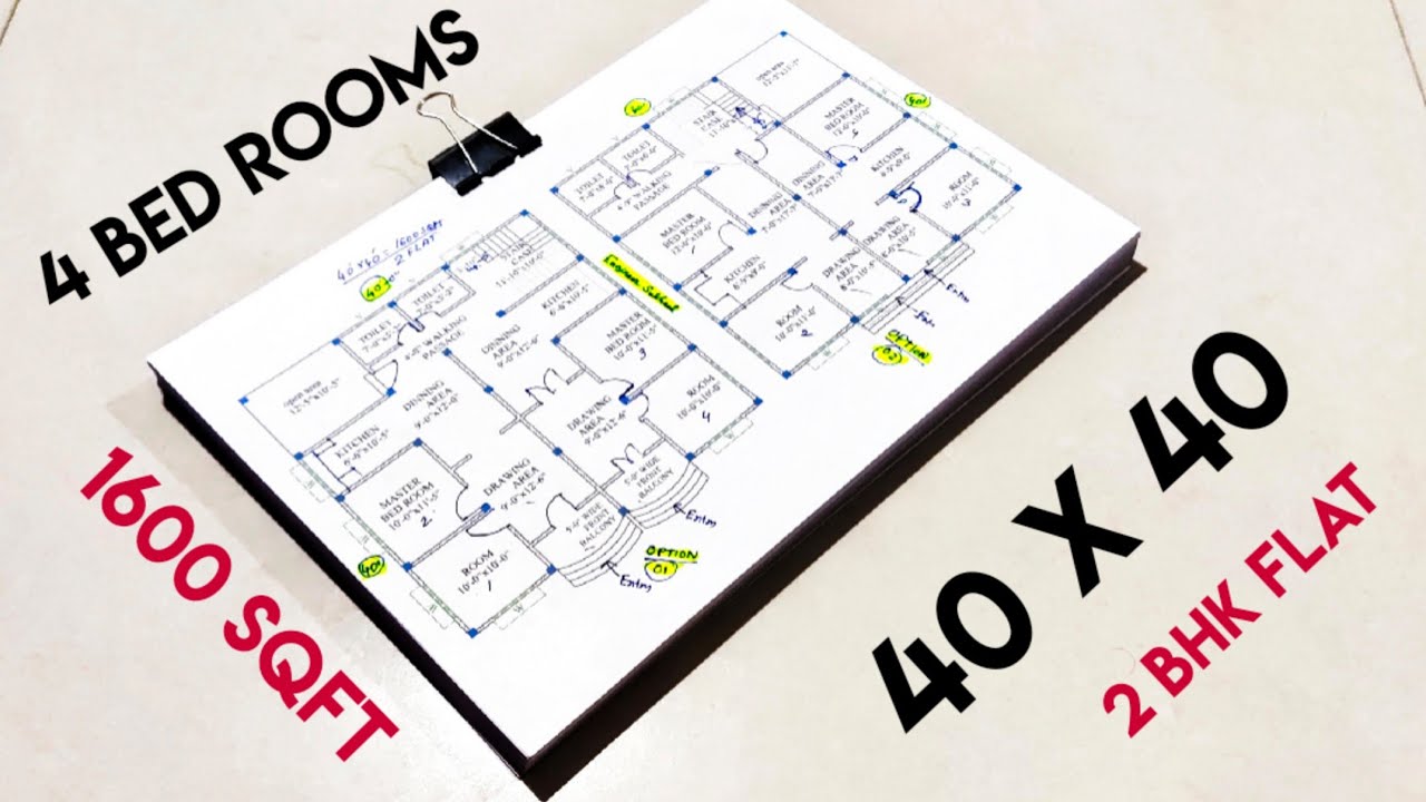 40 x 40 flat design II 40 x 40 gahr ka naksha II 40 x 40 house plan II 1600 sqft gahr ka design