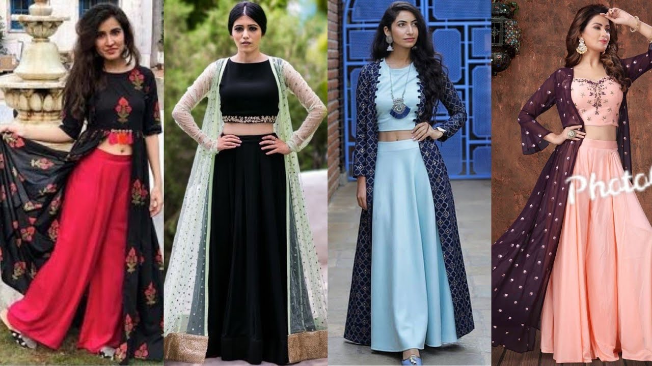 Beautiful & Elegant Party Wear Crop Top With Long Skirt Designs. - YouTube