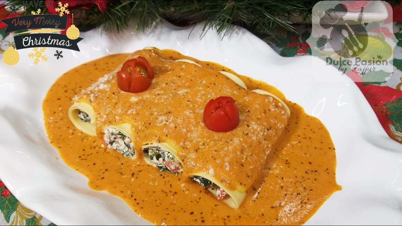 Canelones de Queso y Espinacas con Salsa de Tomate😘👨‍🍳❄️☃️🎄🎅