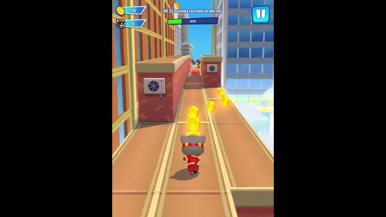 Talking Tom Hero Dash Super Tom hit bazooka raccoons Android iOS