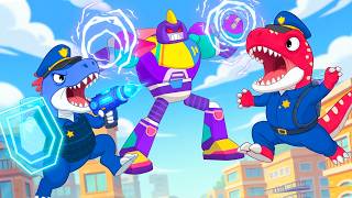 Police T-Rex vs Robot Bard | Brave Dinosaur Squad: The City's Pride in Catching Criminals
