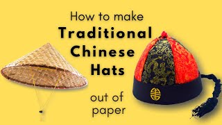 How to make Traditional Chinese Hats | Asian Conical Farming Hat| Red Black Royal Hat | Paper Crafts