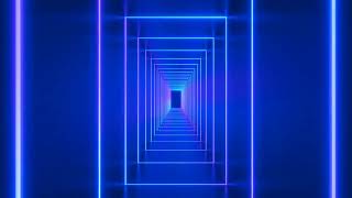 Tunnel Corridor Sci-fi LED Blue Neon Lights Background - 1 Hour