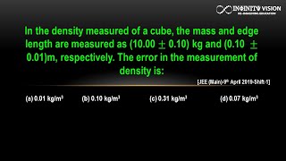 In the density : Errors in the Quantity      [JEE (Main)-9th April 2019-Shift-1]