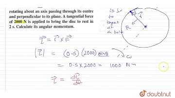 A disc of radius `0.5 m` is rotating about an axis passing through its centre
