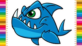 How to Draw Piranha Cartoon