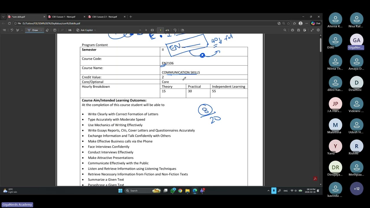 BIT | Semester 02 | Communication Skills I Day 1 Lesson 1 02/18