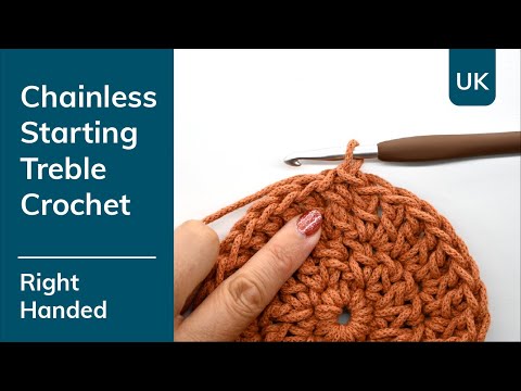 How to crochet a UK Chainless Starting Treble Crochet (CStr) - Right Handed